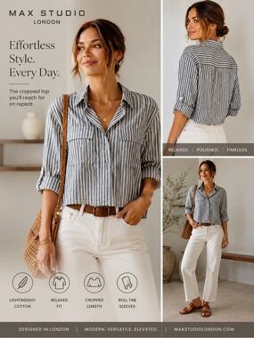 ✨ NWT Max Studio London Striped Button-Up Blouse – XS ✨